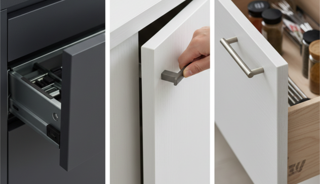 Soft-close drawers, recessed handles, and fingerprint-resistant finishes.