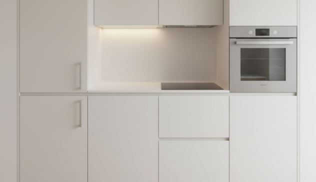 Cabinetry blended with appliance panels for a seamless, unified visual appearance.