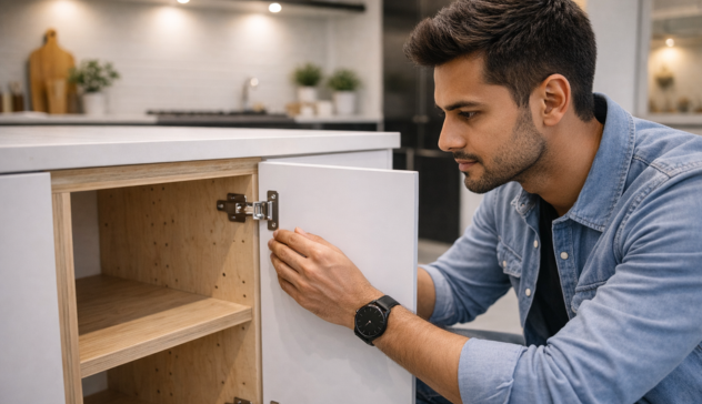 inspecting kitchen cabinet quality plywood and hardware