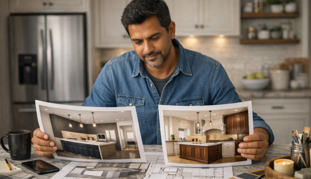 homeowner deciding between modular and carpenter kitchen