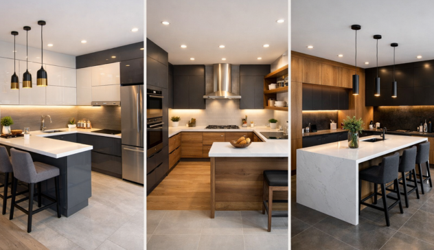 Multiple design styles and finishes available in modular kitchens.