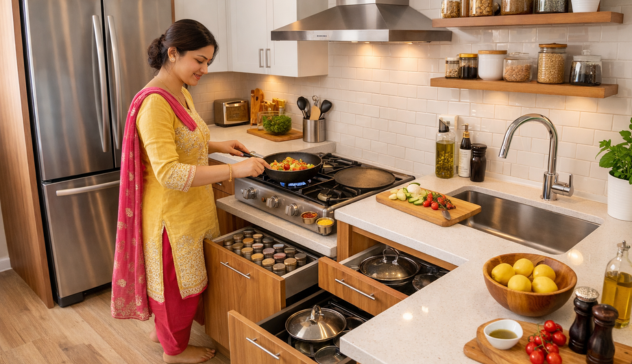 Designed for smooth movement and comfortable cooking.