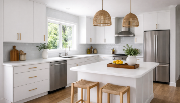 L-Shaped Kitchen Layout With Open Flow An L-shaped kitchen layout using two walls, offering open movement and flexible space for dining or an island.