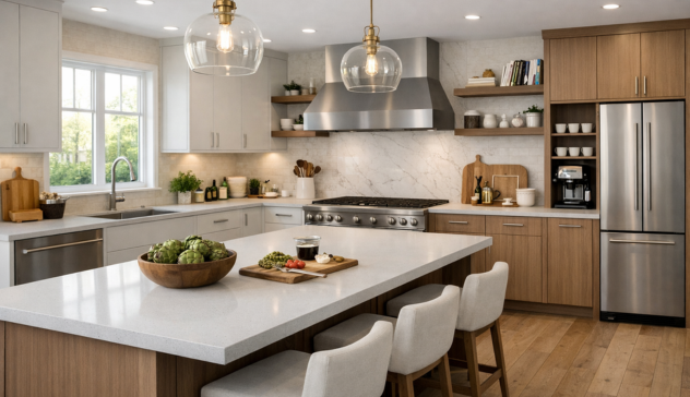 Kitchen map showing triangle plus extra zones like coffee station and pantry.