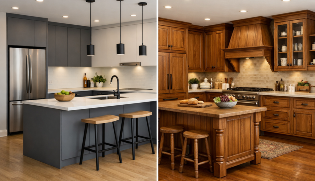 modern modular kitchen vs carpenter made kitchen comparison design
