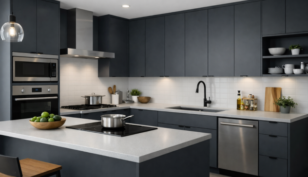 Strong plywood kitchen cabinets designed for durability and moisture resistance.