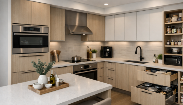 Smart Modular Kitchen Planning for Modern Homes A well-planned modular kitchen layout that maximizes space, integrates built-in appliances, and balances cost with long-term durability.